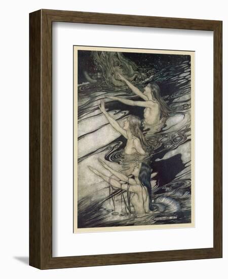 Rhinemaidens Warn Siegfried-Arthur Rackham-Framed Art Print