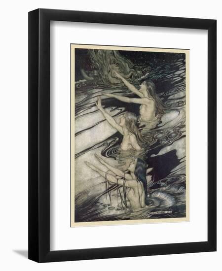 Rhinemaidens Warn Siegfried-Arthur Rackham-Framed Art Print