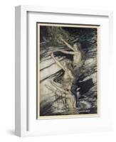Rhinemaidens Warn Siegfried-Arthur Rackham-Framed Art Print