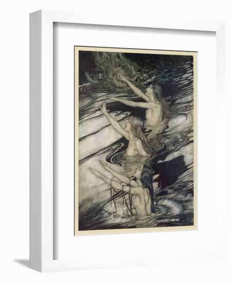 Rhinemaidens Warn Siegfried-Arthur Rackham-Framed Art Print