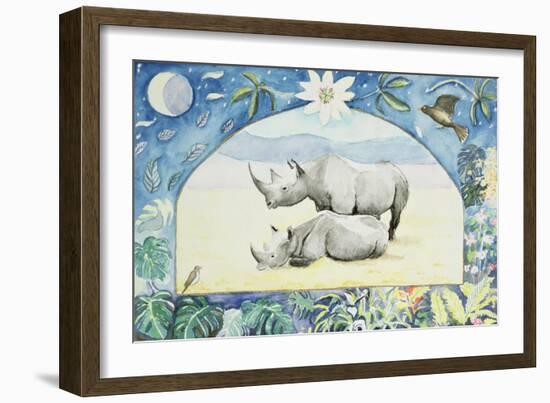 Rhino (Month of February from a Calendar)-Vivika Alexander-Framed Giclee Print