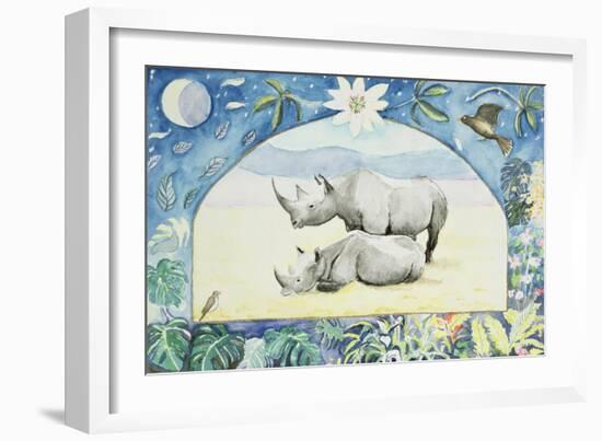 Rhino (Month of February from a Calendar)-Vivika Alexander-Framed Giclee Print