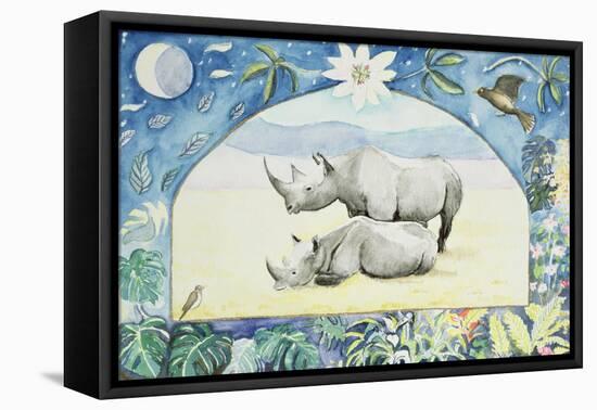 Rhino (Month of February from a Calendar)-Vivika Alexander-Framed Stretched Canvas