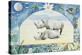 Rhino (Month of February from a Calendar)-Vivika Alexander-Stretched Canvas