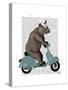 Rhino on Moped-Fab Funky-Stretched Canvas