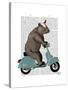 Rhino on Moped-Fab Funky-Stretched Canvas