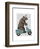 Rhino on Moped-Fab Funky-Framed Art Print