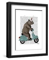 Rhino on Moped-Fab Funky-Framed Art Print