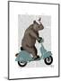 Rhino on Moped-Fab Funky-Mounted Art Print