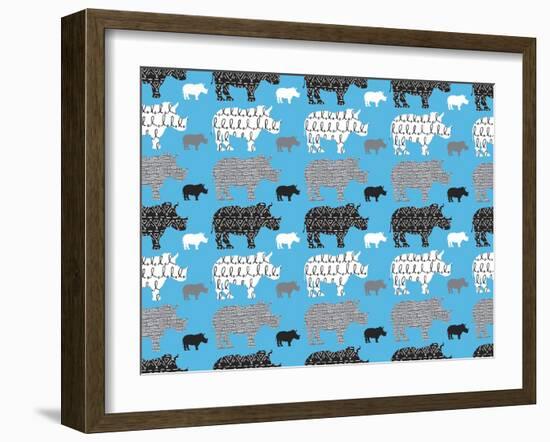 Rhino Safari-Joanne Paynter Design-Framed Giclee Print