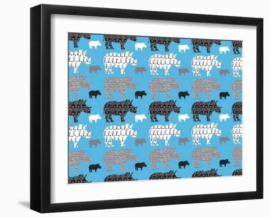 Rhino Safari-Joanne Paynter Design-Framed Giclee Print