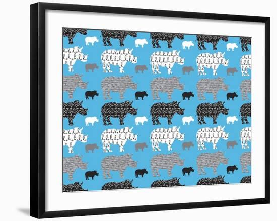 Rhino Safari-Joanne Paynter Design-Framed Giclee Print