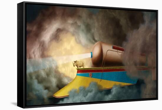 Rhino Train-Linda Ridd Herzog-Framed Stretched Canvas