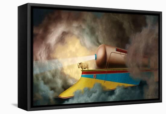 Rhino Train-Linda Ridd Herzog-Framed Stretched Canvas