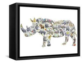 Rhino-Louise Tate-Framed Stretched Canvas