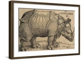 Rhinoceros, 1515, Etching-Albrecht Dürer-Framed Giclee Print