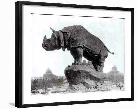 Rhinoceros, 1878, by Alfred Jacquemart-Adolphe Giraudon-Framed Photographic Print