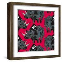 Rhinoceros Red-Sharon Turner-Framed Art Print