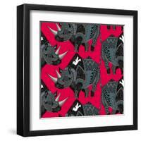 Rhinoceros Red-Sharon Turner-Framed Art Print