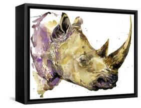 Rhinoceros Watercolor. African Animal Hand Drawn Illustration.-Faenkova Elena-Framed Stretched Canvas