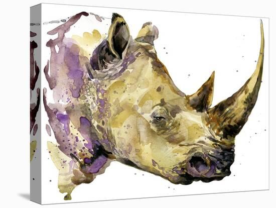 Rhinoceros Watercolor. African Animal Hand Drawn Illustration.-Faenkova Elena-Stretched Canvas