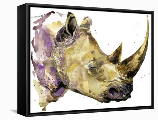 Rhinoceros Watercolor. African Animal Hand Drawn Illustration.-Faenkova Elena-Framed Stretched Canvas