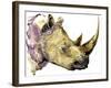 Rhinoceros Watercolor. African Animal Hand Drawn Illustration.-Faenkova Elena-Framed Art Print