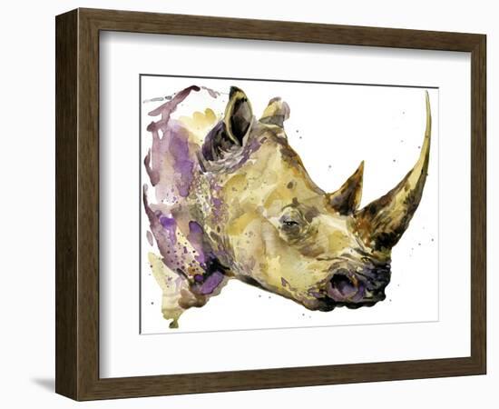 Rhinoceros Watercolor. African Animal Hand Drawn Illustration.-Faenkova Elena-Framed Art Print