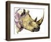 Rhinoceros Watercolor. African Animal Hand Drawn Illustration.-Faenkova Elena-Framed Art Print