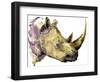 Rhinoceros Watercolor. African Animal Hand Drawn Illustration.-Faenkova Elena-Framed Art Print