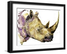 Rhinoceros Watercolor. African Animal Hand Drawn Illustration.-Faenkova Elena-Framed Art Print