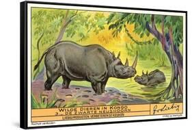 Rhinos in the Congo-null-Framed Stretched Canvas