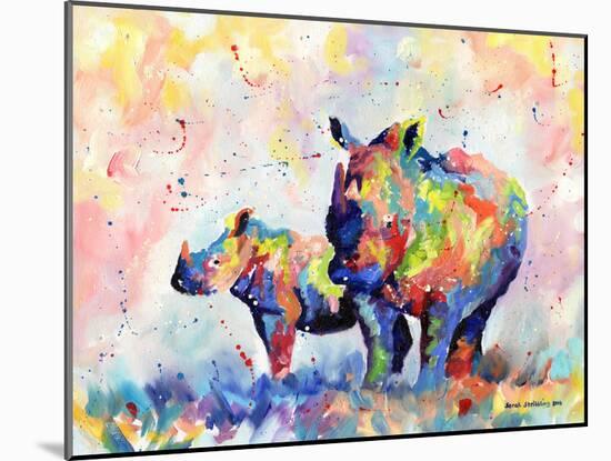 Rhinos-Sarah Stribbling-Mounted Art Print