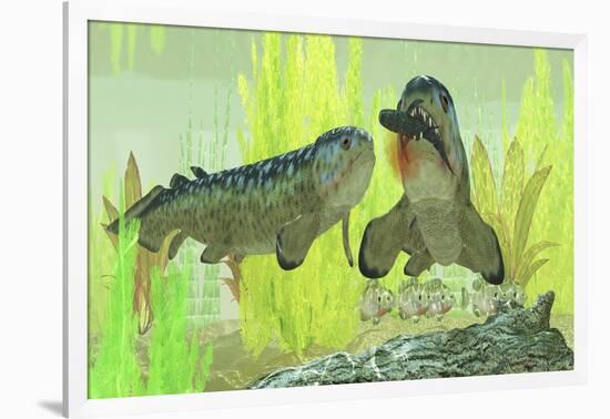 Rhizodus Hibberti, an Extinct Group of Carboniferous Lobe-Finned Fish-null-Framed Art Print