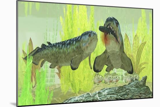 Rhizodus Hibberti, an Extinct Group of Carboniferous Lobe-Finned Fish-null-Mounted Art Print