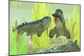 Rhizodus Hibberti, an Extinct Group of Carboniferous Lobe-Finned Fish-null-Mounted Art Print