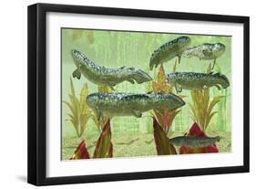 Rhizodus Hibberti, an Extinct Group of Carboniferous Lobe-Finned Fish-null-Framed Art Print