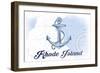 Rhode Island - Anchor - Blue - Coastal Icon-Lantern Press-Framed Art Print