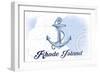 Rhode Island - Anchor - Blue - Coastal Icon-Lantern Press-Framed Art Print