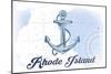 Rhode Island - Anchor - Blue - Coastal Icon-Lantern Press-Mounted Art Print