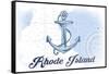 Rhode Island - Anchor - Blue - Coastal Icon-Lantern Press-Framed Stretched Canvas