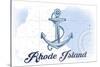 Rhode Island - Anchor - Blue - Coastal Icon-Lantern Press-Stretched Canvas