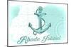 Rhode Island - Anchor - Teal - Coastal Icon-Lantern Press-Mounted Art Print