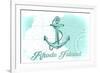 Rhode Island - Anchor - Teal - Coastal Icon-Lantern Press-Framed Premium Giclee Print