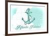 Rhode Island - Anchor - Teal - Coastal Icon-Lantern Press-Framed Premium Giclee Print