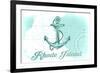 Rhode Island - Anchor - Teal - Coastal Icon-Lantern Press-Framed Premium Giclee Print