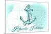 Rhode Island - Anchor - Teal - Coastal Icon-Lantern Press-Mounted Art Print