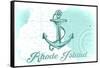 Rhode Island - Anchor - Teal - Coastal Icon-Lantern Press-Framed Stretched Canvas