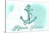 Rhode Island - Anchor - Teal - Coastal Icon-Lantern Press-Stretched Canvas