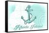 Rhode Island - Anchor - Teal - Coastal Icon-Lantern Press-Framed Stretched Canvas